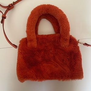 A New Day - Orange faux fur mini handbag